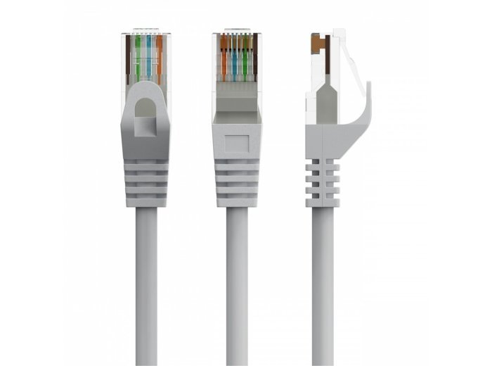 Patch cord kat.6 miedź UTP 15m szary