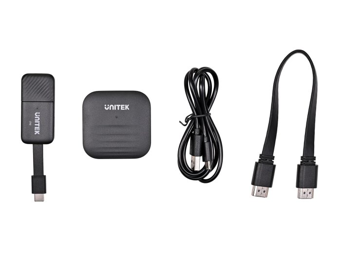 UNITEK BEZPRZEWODOWY NADAJNIK HDMI DO 50M, USB-C, CZARNY