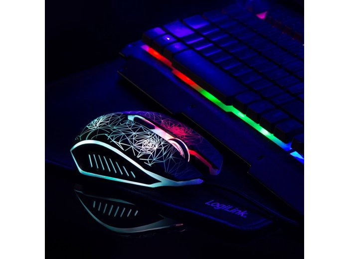 LogiLink ID0185 klawiatura Dołączona myszka Gaming USB QWERTY Angielski Czarny