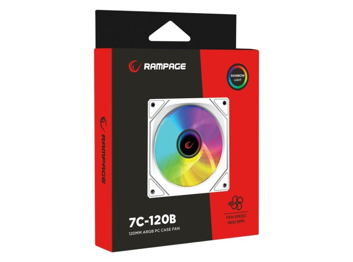 RAMPAGE WENTYLATOR DO OBUDOWY 120MM 1800RPM INFINITE LOOP ARGB WHITE PWM