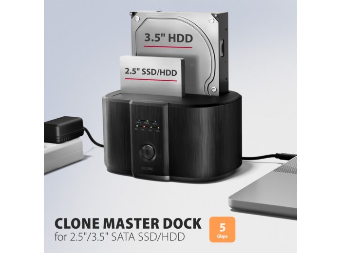 ADSA-SC Stacja dokująca, USB 3.2 Gen 1 - 2x SATA 6G 2.5"/3.5" SSD/HDD CLONE DUAL