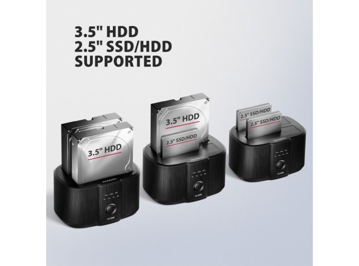 ADSA-SC Stacja dokująca, USB 3.2 Gen 1 - 2x SATA 6G 2.5"/3.5" SSD/HDD CLONE DUAL