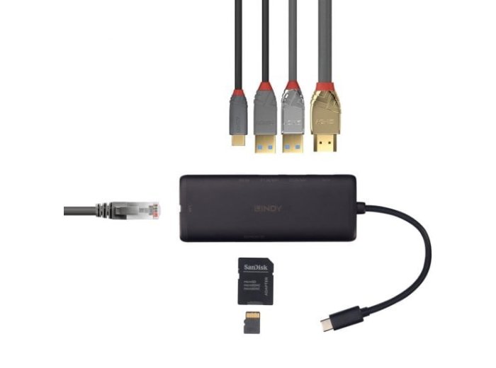 Lindy 43358 stacja dokująca Przewodowa USB 3.2 Gen 1 (3.1 Gen 1) Type-C Czarny