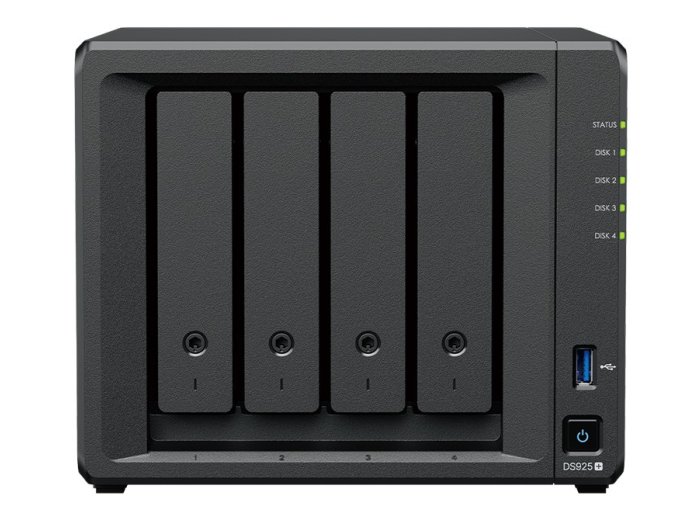 NAS Synology DS925+; Tower; 4x (3.5" SATA HDD); AMD Ryzer V1500B; 4 GB DDR4 ECC SODIMM (max. 32GB)