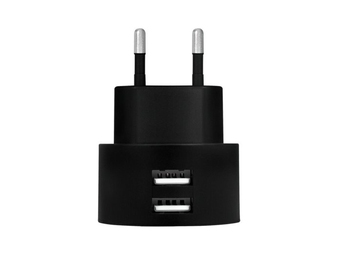 Ładowarka sieciowa 2x USB-A, 10.5W, czarna