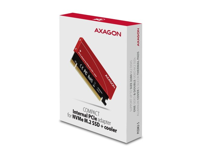 PCEM2-S Adapter wewnętrzny PCIe x16, 1x M.2 NVMe M-key slot aluminiowa osłona