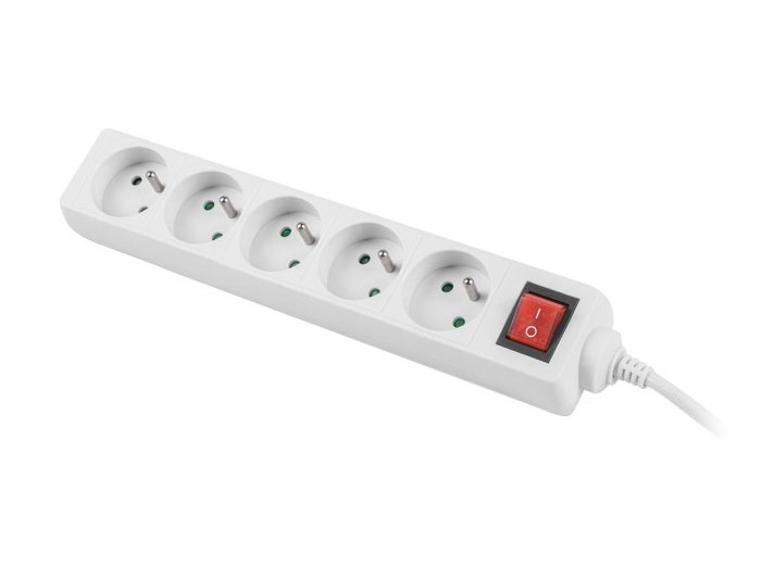 Listwa zasilająca 3m, biała, 5 gniazd, z wyłącznikiem, kabel wykonany z pełnej miedzi