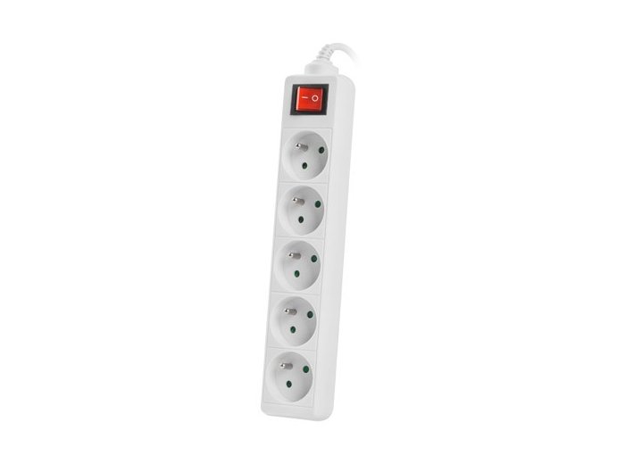 Listwa zasilająca 3m, biała, 5 gniazd, z wyłącznikiem, kabel wykonany z pełnej miedzi