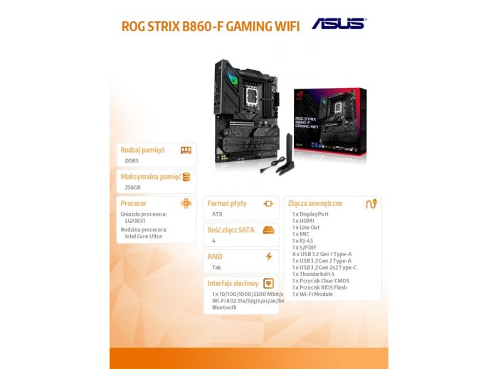 Płyta główna ROG STRIX B860-F GAMING WIFI s1851 4DDR5  ATX
