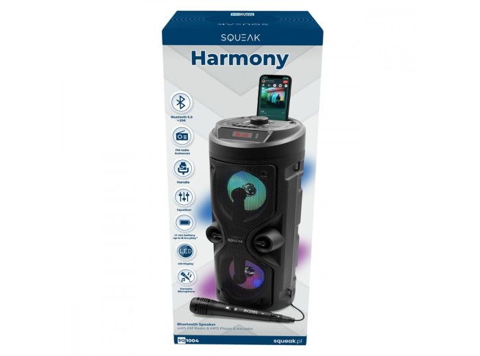 Głośnik Bluetooth 5.0 EDR Harmony SQ1004 Funkcja karaoke