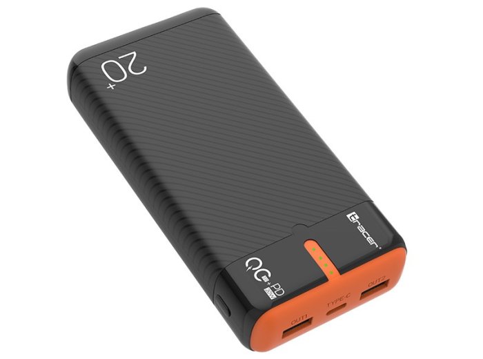 Power bank EnerGen 20000mAh PD+QC3.0 czarno-pomarańczowy