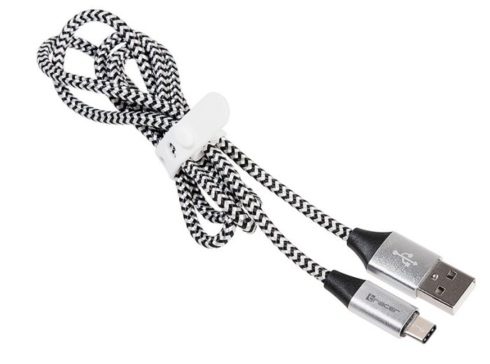 Kabel USB 2.0 Type-C A męski - C męski 1,0m czarno-srebrny