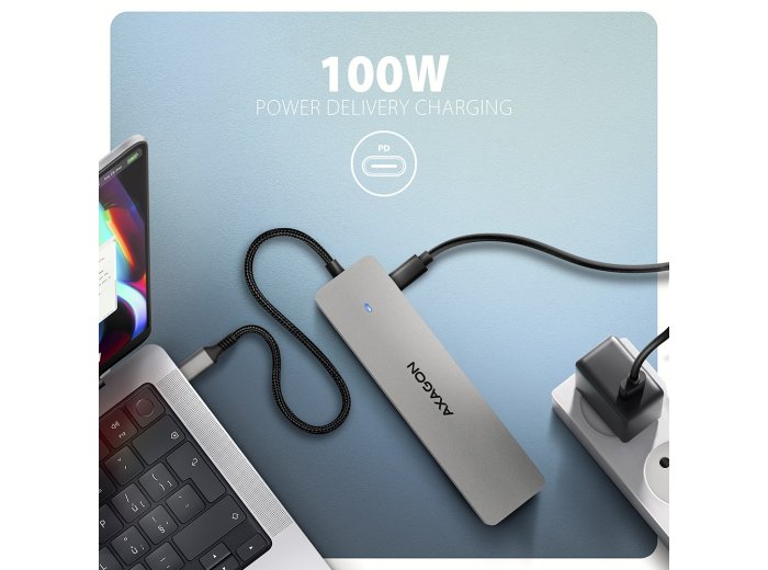 Hub USB Axagon HMC-7HX2 USB 3.2 Gen 1 (3.1 Gen 1) Type-C Szary