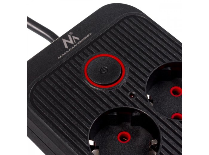 Listwa zasilająca MCE391 B 6 gniazd 4xUSB-A 1xUSB-C, 110-240V AC 50/60Hz, 2.1A max 2500W, czarna