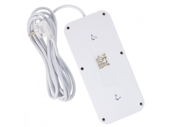 Listwa zasilająca MCE391 W 6 gniazd 4xUSB-A 1xUSB-C 110-240V AC 50/60Hz, 2.1A max 2500W, biała