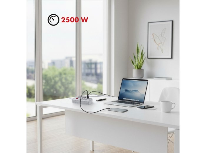 Listwa zasilająca MCE392 W 4 gniazda 3xUSB, 110-240V AC 50/60Hz, 2.1A max 2500W 1,5m biała