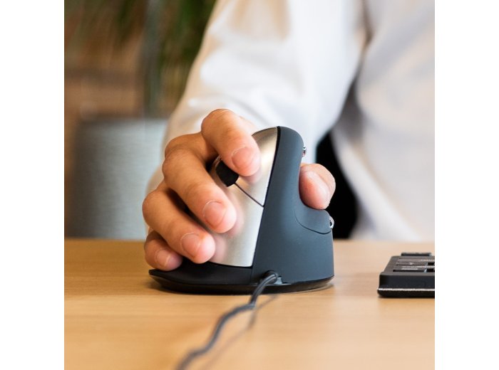 Ergonomiczna mysz dla praworęcznych R-Go Pele HE USB duża czarna/srebrna retail