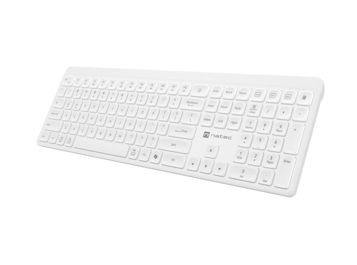 NATEC KLAWIATURA TANG US BEZPRZEWODOWA BT + 2.4GHZ CICHA SLIM BIAŁA