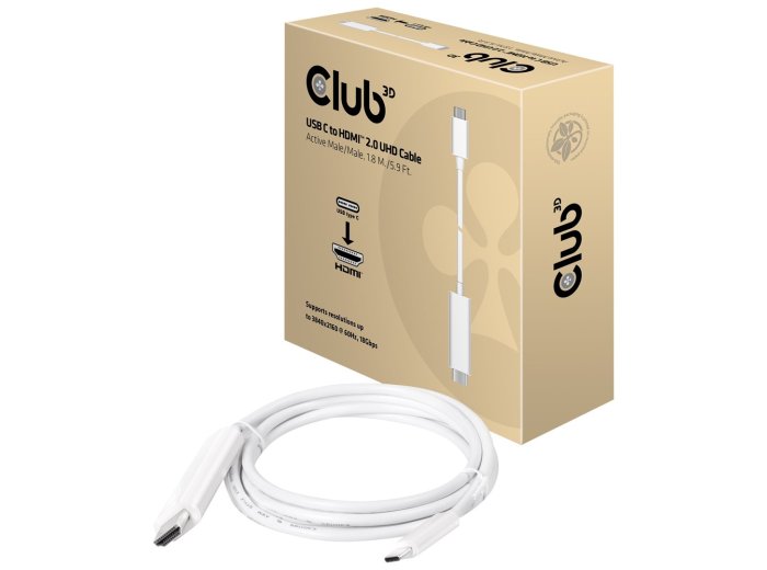 CLUB3D USB C to HDMI™ 2.0 UHD Cable Active 1.8 M./5.9 Ft.