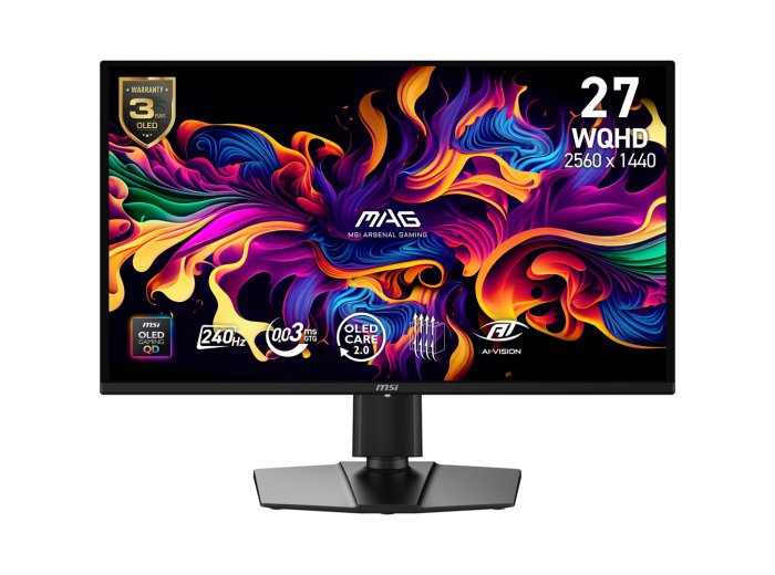 MSI MAG 274QP QD-OLED X24 monitor komputerowy 67,3 cm (26.5") 2560 x 1440 px Wide Quad HD Czarny