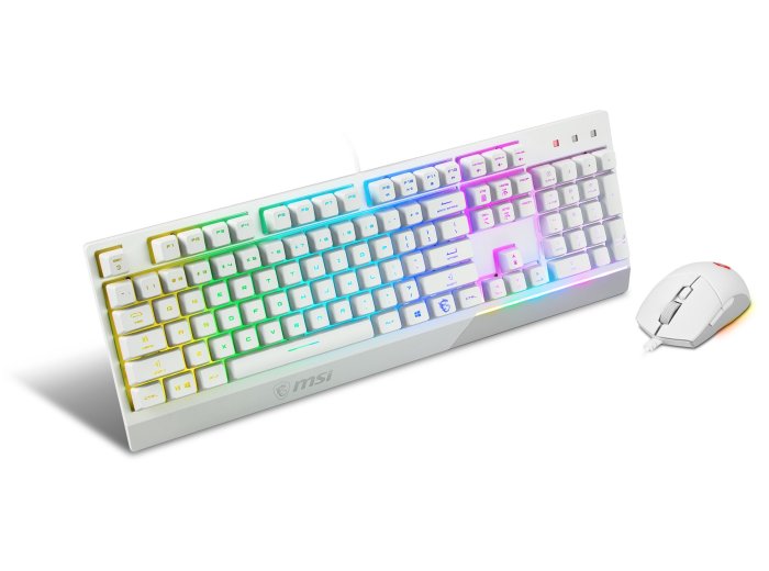 MSI S11-04DE305-CLA klawiatura Dołączona myszka Gaming USB QWERTZ Niemiecki Biały