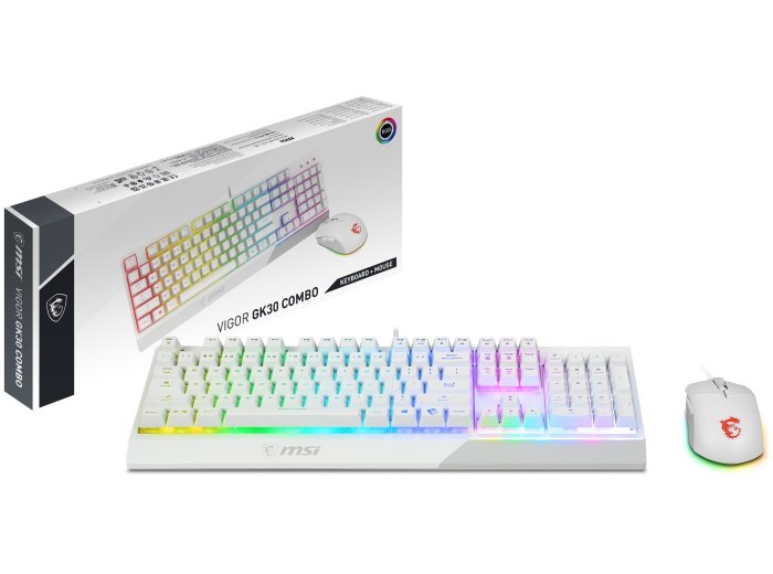 MSI S11-04DE305-CLA klawiatura Dołączona myszka Gaming USB QWERTZ Niemiecki Biały