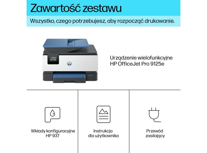HP OfficeJet Pro Produkt 9125e Bezprzewodowe All-in-One W kolorze Drukarka, Instant Ink; Drukowanie dwustronne