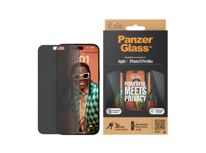 PanzerGlass® Privacy Screen Protector iPhone 15 Pro