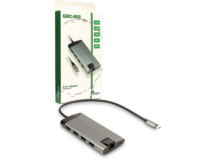 Inter-Tech GDC-802 Przewodowa USB 3.2 Gen 1 (3.1 Gen 1) Type-C Szary
