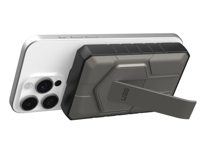 Powerbank UAG Rugged 10K - 10000 mAh z podstawką, ładowanie bezprzewodowe 10W, kompatybilny z MagSafe, kabel w zestawie (black/titanium)