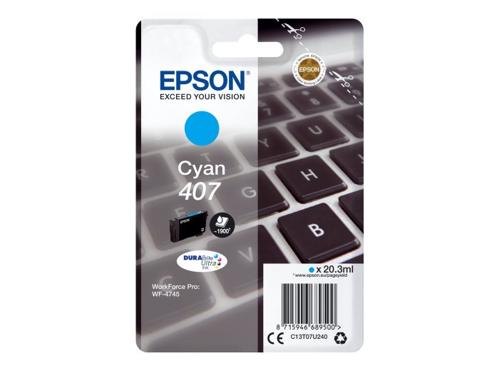 Epson Tusz WF-4745 C13T07U240 Cyan 407XL 1900 stron 20.3ml