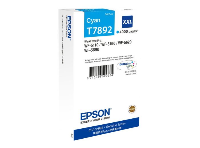 Epson Tusz WF5110 T7892XXL Cyan 34.2ml