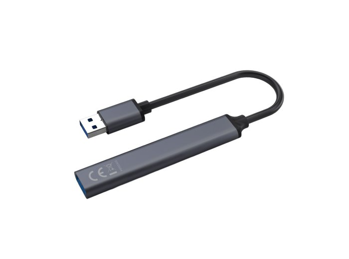 Hub 4 porty USB-A - 3 x USB-A 2.0, 1 x USB-A 3.0, 5 Gbps, Aluminium, AK-70