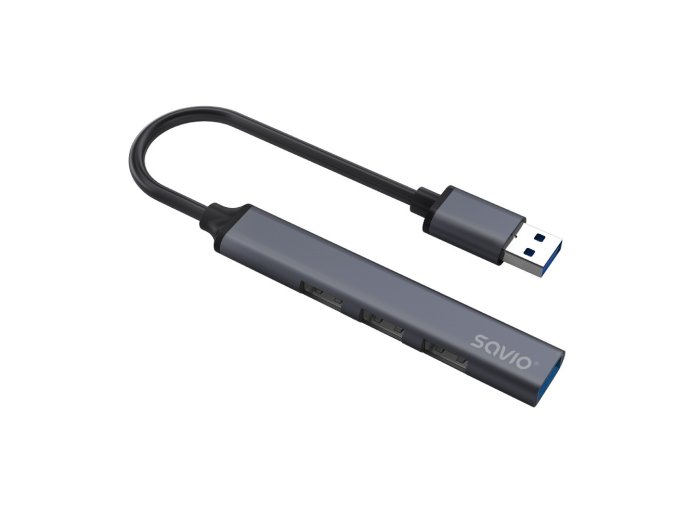 Hub 4 porty USB-A - 3 x USB-A 2.0, 1 x USB-A 3.0, 5 Gbps, Aluminium, AK-70