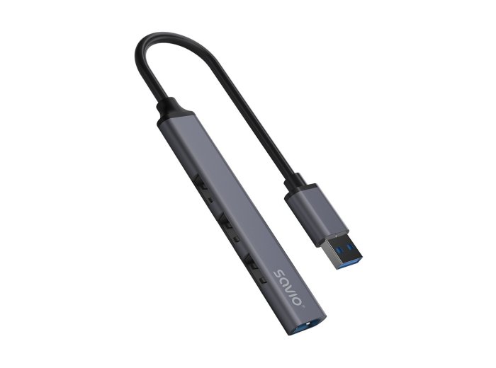 Hub 4 porty USB-A - 3 x USB-A 2.0, 1 x USB-A 3.0, 5 Gbps, Aluminium, AK-70