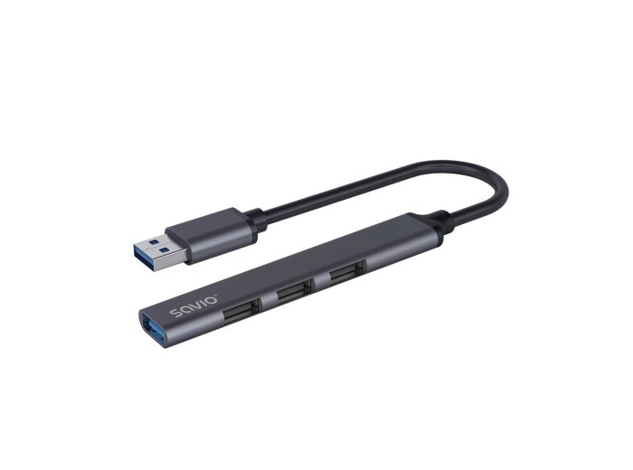 Hub 4 porty USB-A - 3 x USB-A 2.0, 1 x USB-A 3.0, 5 Gbps, Aluminium, AK-70