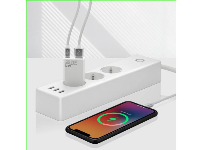 Ładowarka sieciowa SUPER SLIM QC 3.0 30W 1XUSB 1XUSB-C biała SC-380Q