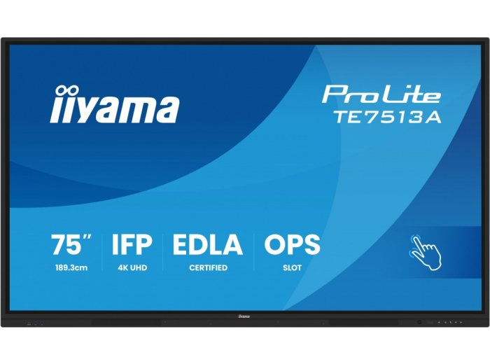 Monitor interaktywny 75 cali TE7513A-B2AG INFRARED,40pkt,IPS,4K,7H,500cd/m2, WiFi,USB, ANDROID 14, Google EDLA,2x20W, UCHWYT ŚCIENNY