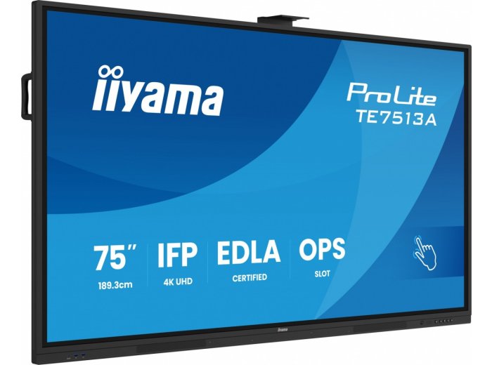Monitor interaktywny 75 cali TE7513A-B2AG INFRARED,40pkt,IPS,4K,7H,500cd/m2, WiFi,USB, ANDROID 14, Google EDLA,2x20W, UCHWYT ŚCIENNY