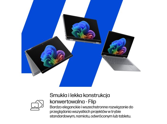 HP OmniBook X Flip 2in1 14-fk0020nw Ryzen AI 5 340 14"2K OLED 300nits LBL Glosy 16GB LPDDR5x SSD512 Radeon 840M Cam5MP+IR 59Wh Win11 Meteor Silver Aluminum 2Y