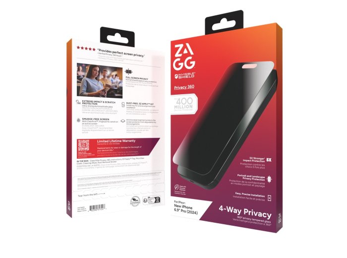 ZAGG InvisibleShield Glass Elite Privacy 360 - szkło prywatyzujące do iPhone 16 Pro Max (4 kierunki)