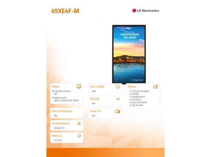 Monitor wielkoformatowy 49 cali 49XE4F-M 4000cd/m2 24/7