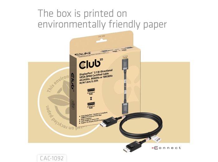 CLUB3D CAC-1092 kabel DisplayPort 1,6 m Czarny