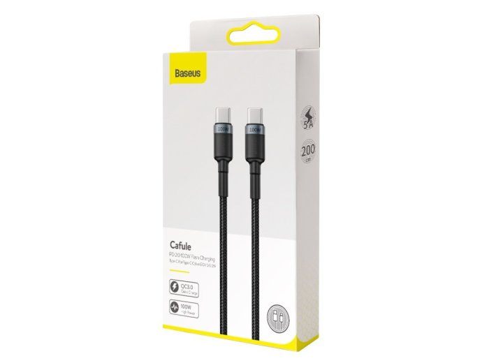 Kabel Baseus CATKLF-ALG1 USB-C - USB-C PD QC 100W 5A 2m - szary