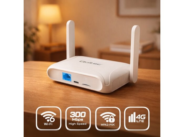 Router Home&Travel 4G LTE WiFi 6 | AX300 | 2.4GHz | Dual Antena |USB-C | Micro SIM