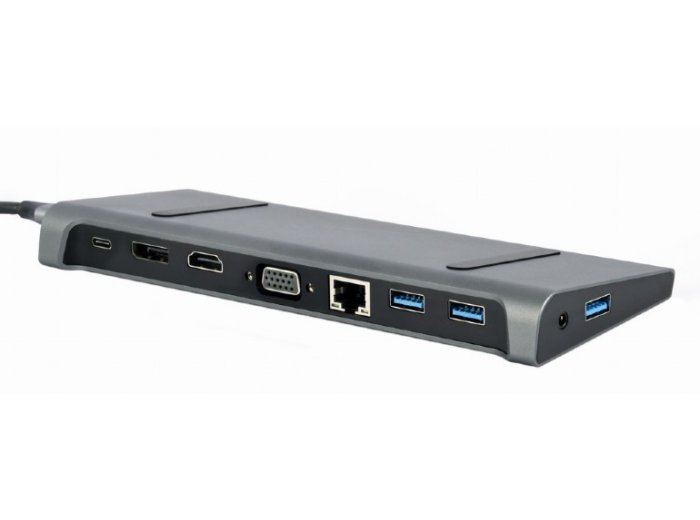 Adapter USB-C 9w1, HDMI, USB-C PD, VGA, DP, USBx3, Audio, LAN