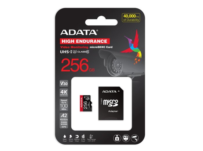 Karta pamięci microSD High Endurance 256GB UHS1 U3 V30 A2 100/85MB/s + Adapter