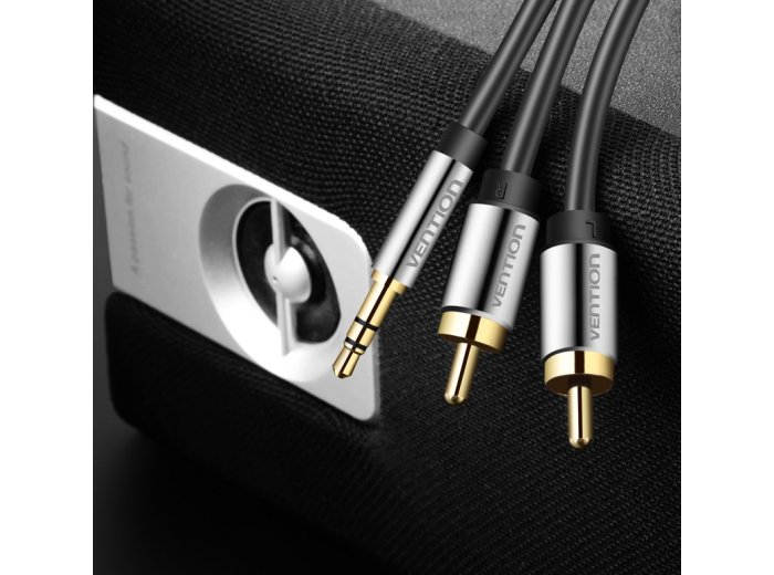 Kabel audio 3,5 mm męski na 2RCA męski 3 m czarny