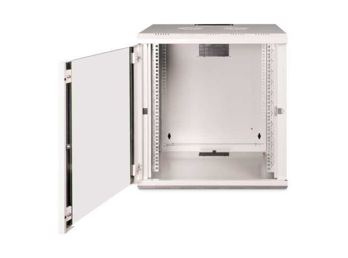 Szafa sieciowa wisząca Unique 19" 12U rack 600x600, drzwi szyba, szary, niedzielona, złożona, 100kg