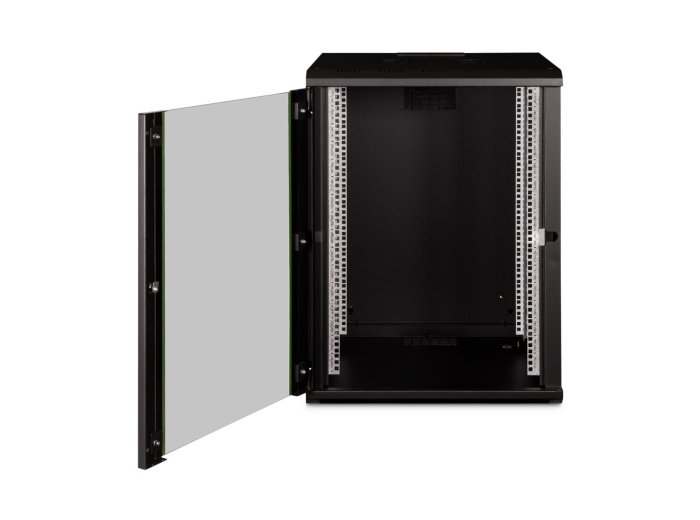 Szafa sieciowa wisząca Unique 19" 16U rack 600x600, drzwi szyba, czarny, niedzielona, złożona, 100kg